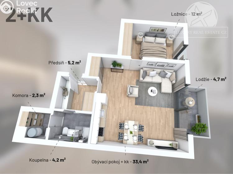 Sale apartment 2+KK Praha, Kolmá č. 12