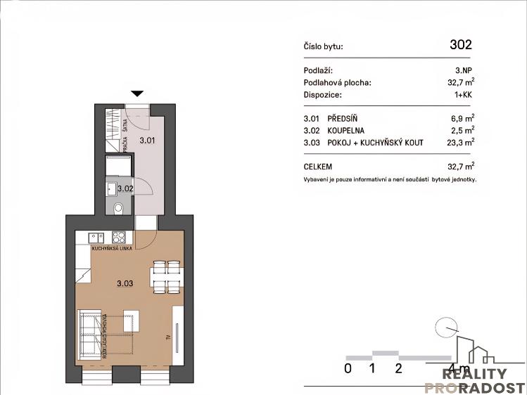 Pronájem bytu 1+KK Brno, Vlhká č. 6