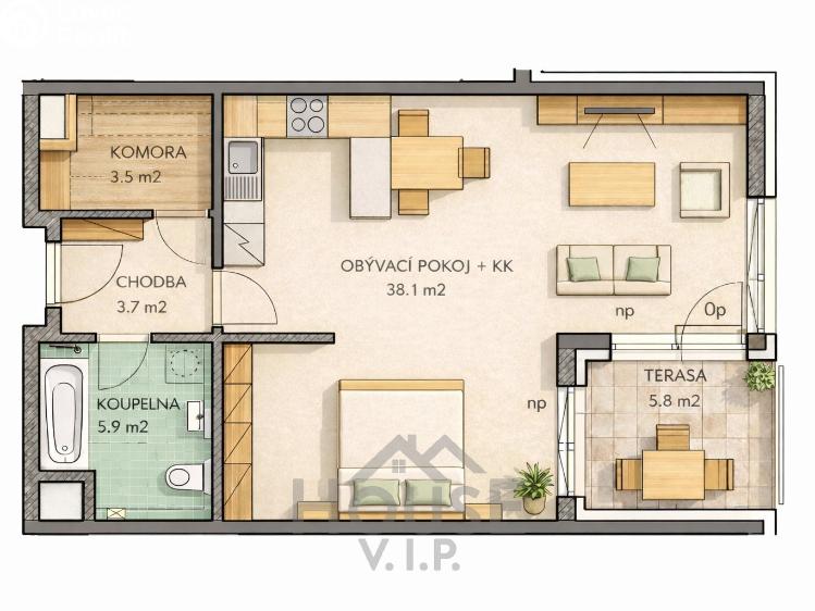 Sale apartment 2+KK Praha, Pod Harfou č. 25