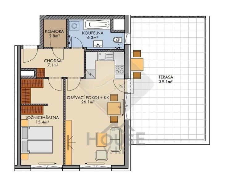 Sale apartment 2+KK Praha, Pod Harfou č. 7