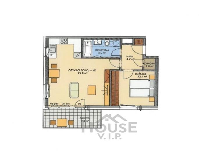 Sale apartment 2+KK Praha, Nad Krocínkou č. 3