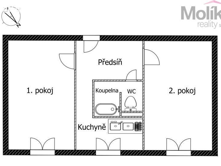 Rent apartment 2+1 Bílina, Sídliště U Nového nádraží č. 11