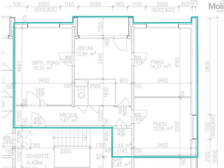 Prodej bytu 3+1 Teplice, Gagarinova 1428 č. 6