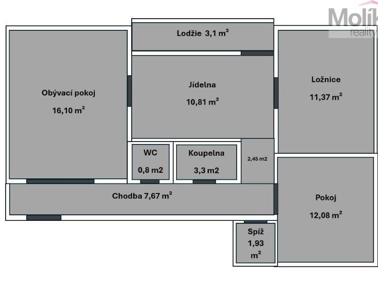Prodej bytu 3+1 Teplice, Gagarinova 1428 č. 29
