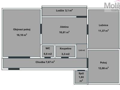 Prodej bytu 3+1 Teplice, Gagarinova 1428 č. 28
