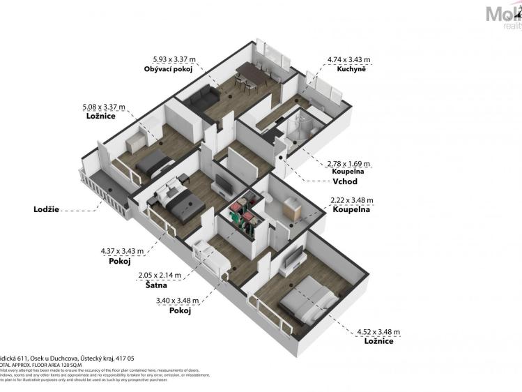 Prodej bytu 5+1 Osek, Lidická č. 21