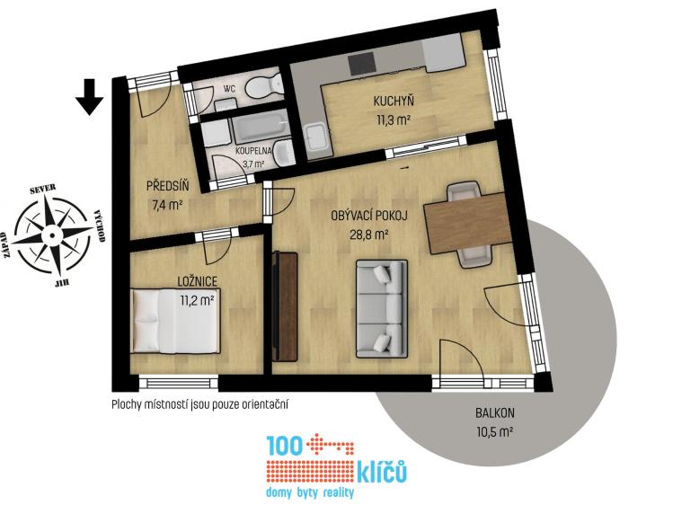 Pronájem bytu 2+1 Praha, Nepilova 903/3 č. 2