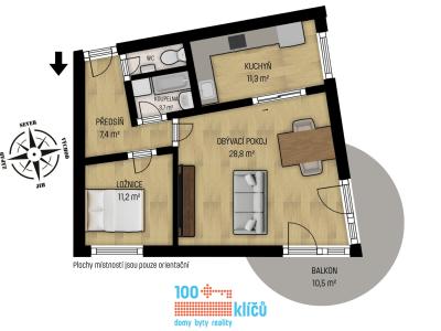 Pronájem bytu 2+1 Praha, Nepilova č. 2