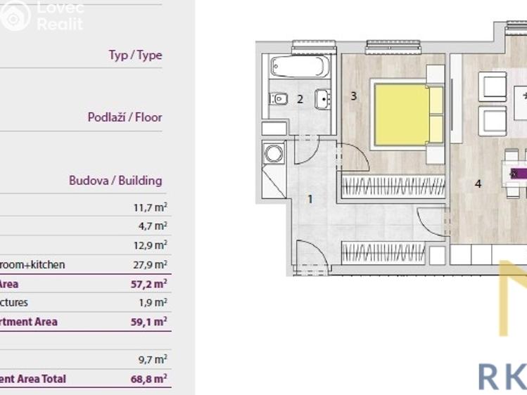Prodej bytu 2+KK Praha, Hrašeho č. 9