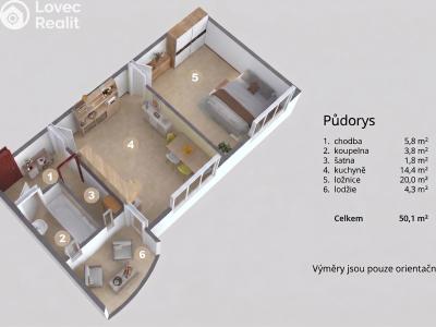 Pronájem bytu 2+KK Ústí nad Labem, Kramoly č. 4