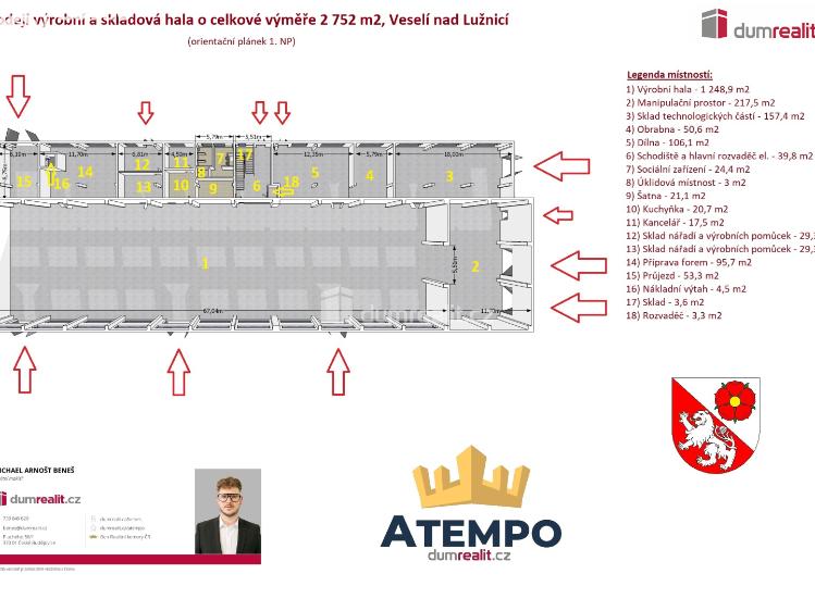 Prodej výrobní haly Veselí nad Lužnicí, Svinenská č. 4