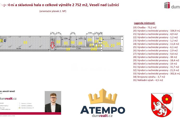 Prodej výrobní haly Veselí nad Lužnicí, Svinenská č. 14