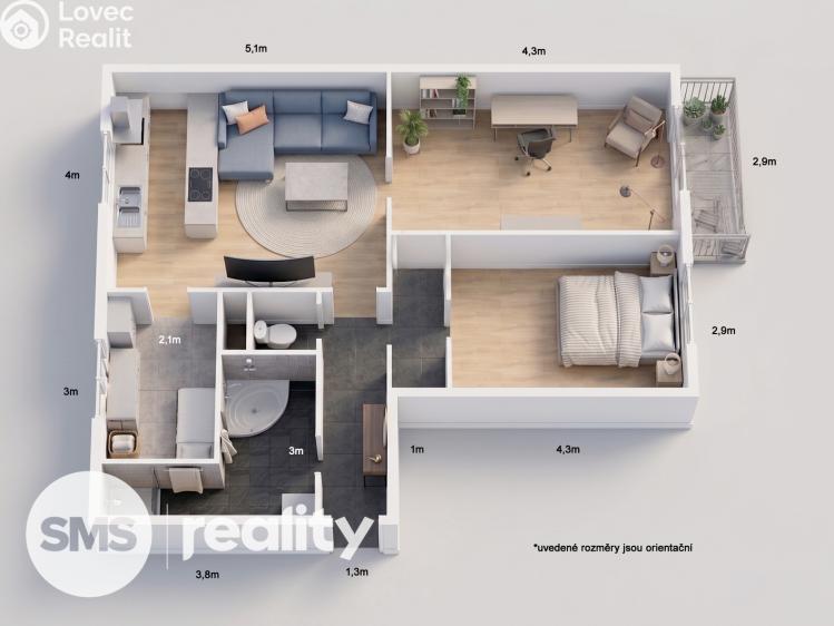 Prodej bytu 4+KK Uničov, Gen. Svobody 1219 č. 20