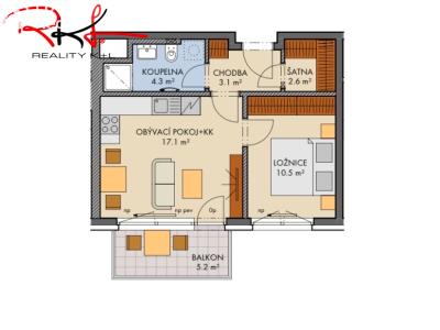 Pronájem bytu 2+KK Praha, Honzíkova č. 3