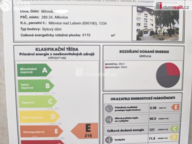 Prodej bytu 2+1 Milovice, Mírová č. 16