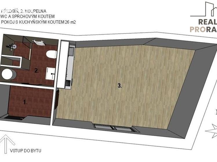 Pronájem bytu 1+KK Brno, Kytnerova č. 3