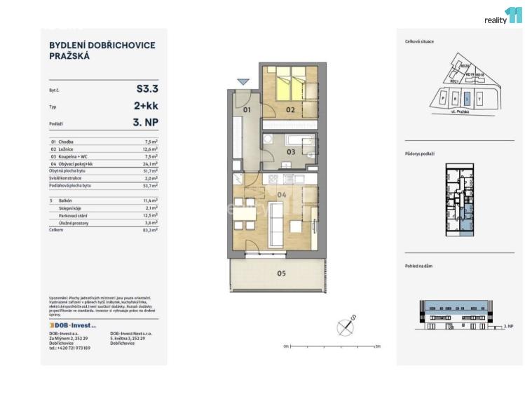 Аренда квартиры 2+KK Dobřichovice, Pražská č. 23