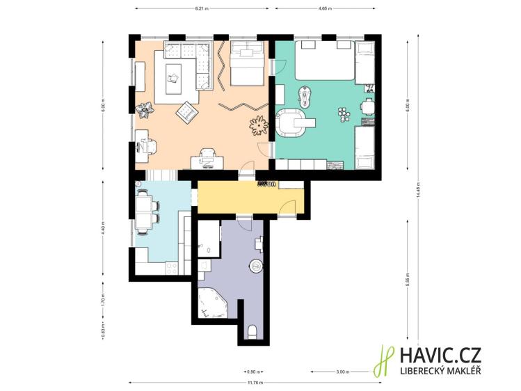 Pronájem bytu 2+1 Liberec, Moskevská 33/29 č. 18