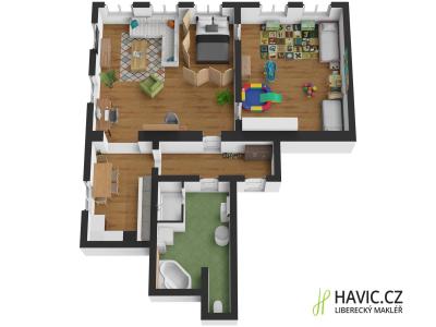 Pronájem bytu 2+1 Liberec, Moskevská č. 2