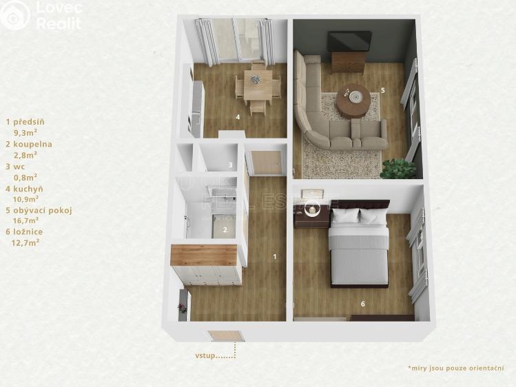 Pronájem bytu 2+1 Ostrov, Lidická č. 12