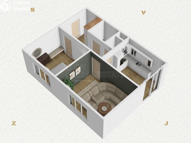 Pronájem bytu 2+1 Ostrov, Lidická č. 13