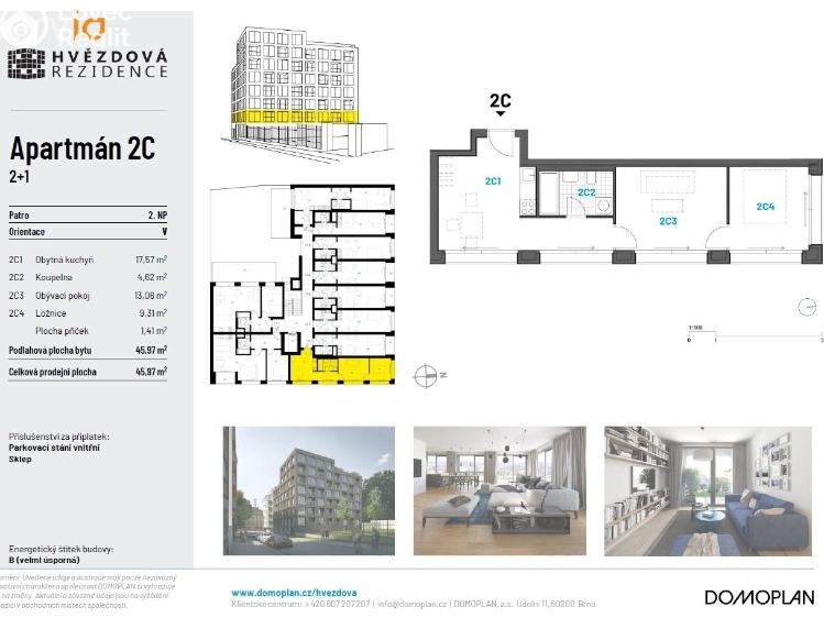 Pronájem bytu 2+1 Brno, Hvězdová 930/5 č. 19