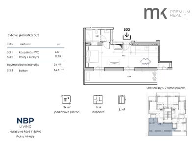 Оренда квартири 1+KK Praha, Na bitevní pláni č. 17