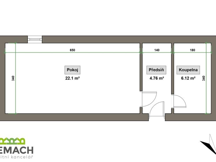 Pronájem bytu 1+KK Uherské Hradiště, Prostřední č. 25