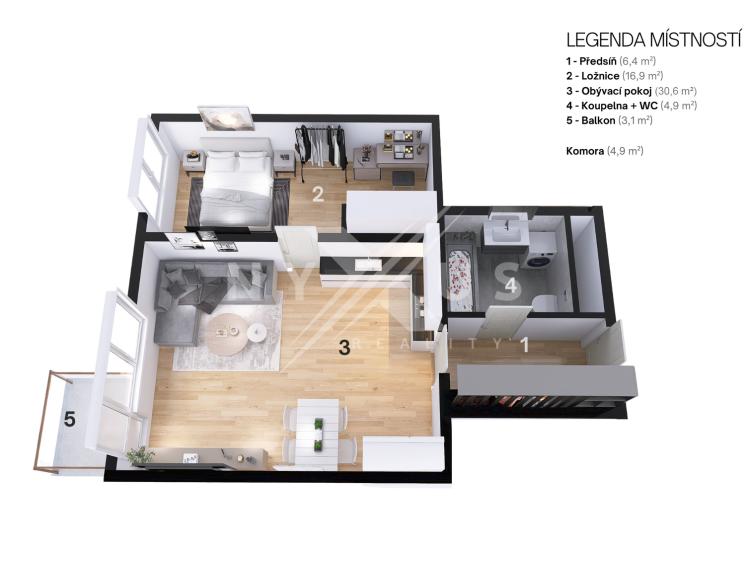 Prodej bytu 2+KK Praha, K Beranovu 1181/9 č. 5