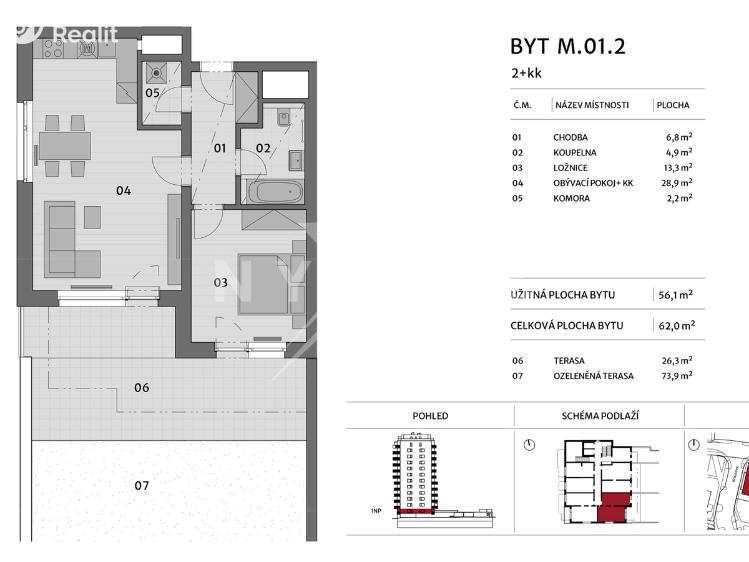 Prodej bytu 2+KK Praha, Malkovského 948 č. 15