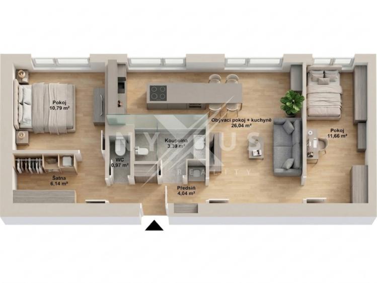 Prodej bytu 3+KK Praha, Nad Primaskou 2470/1c č. 6