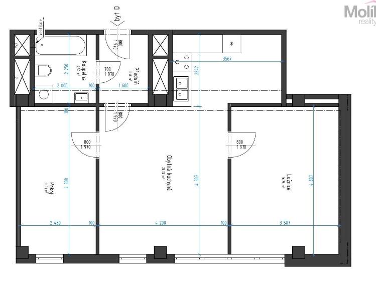 Pronájem bytu 3+KK Chomutov, Žižkovo náměstí 4796 č. 12