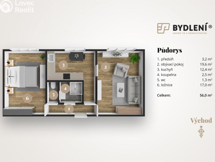 Pronájem bytu 2+1 Litoměřice, České armády 179/21 č. 1