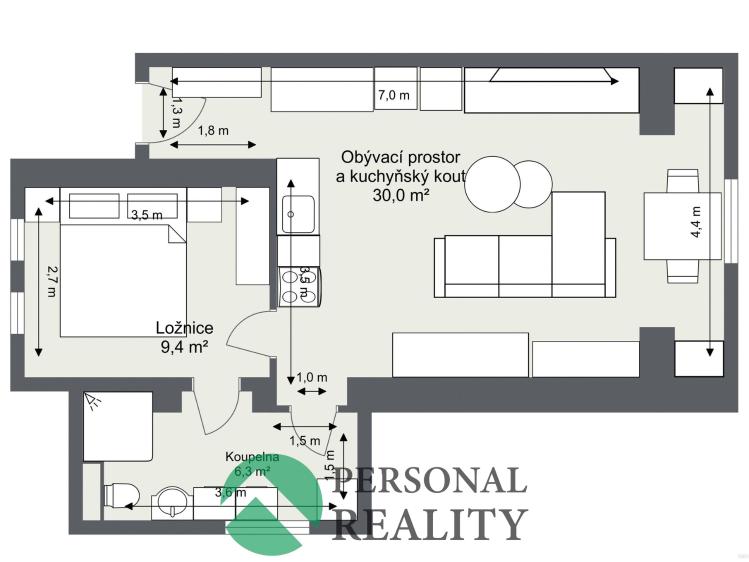 Pronájem bytu 2+KK Praha č. 6