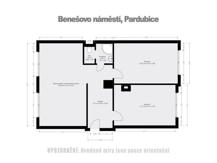 Prodej bytu 3+KK Pardubice, Benešovo náměstí 2441 č. 13