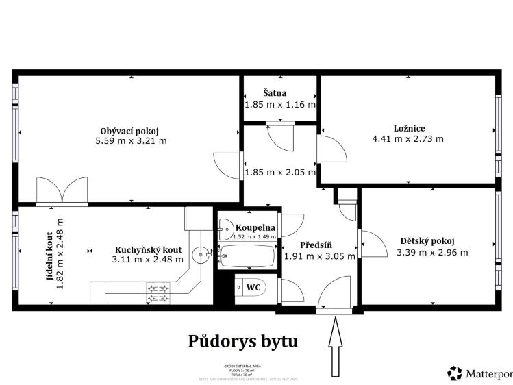 Prodej bytu 3+1 Králův Dvůr, Nad Stadionem 347 č. 1