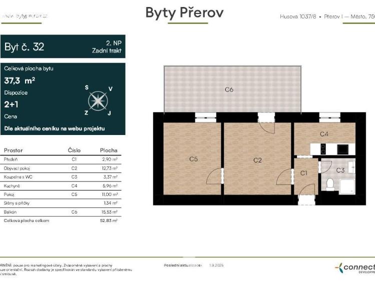 Prodej bytu 2+1 Přerov, Husova 1037/8 č. 2