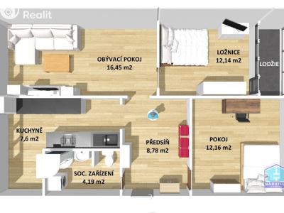 Prodej bytu 3+1 Bezdružice, Na Sídlišti 244 č. 5