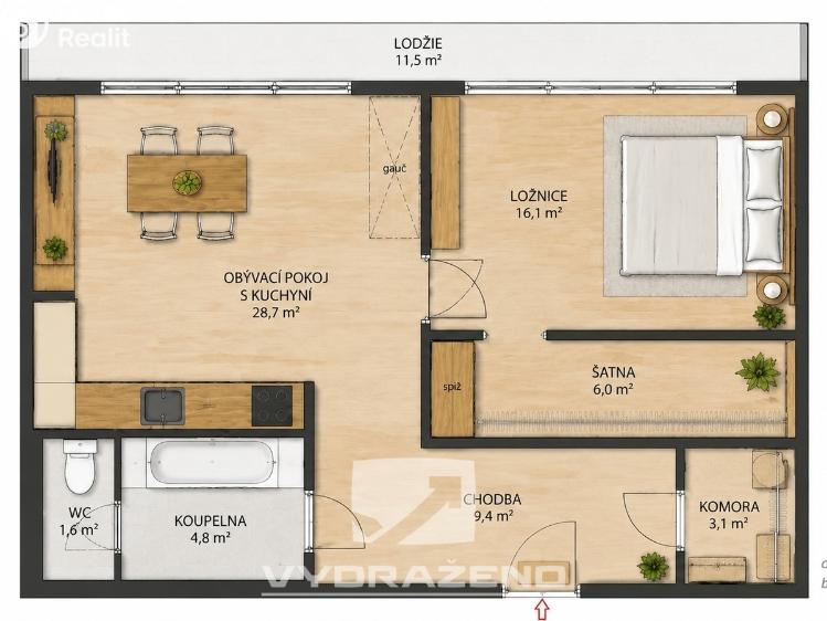 Продаж квартири 1+1 Teplice, Jana Koziny 1375/12 č. 9