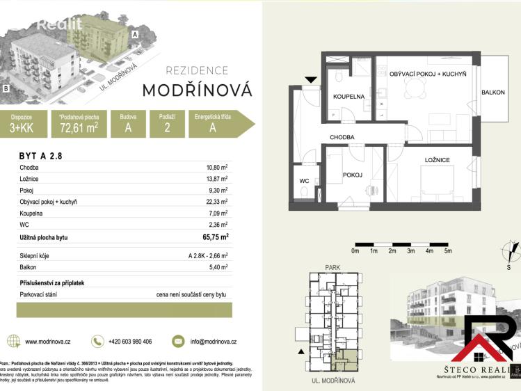 Продаж квартири 3+KK Třebíč, Modřínová č. 2
