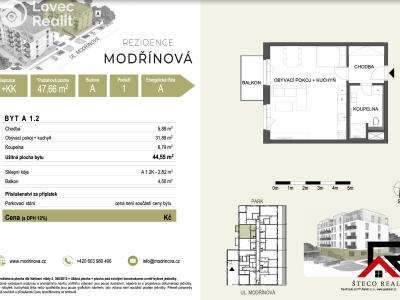 Sale apartment 1+KK Třebíč, Modřínová č. 5