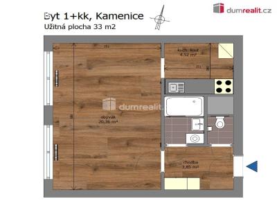 Pronájem bytu 1+KK Kamenice, Sídliště II č. 4