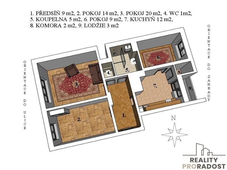 Pronájem bytu 3+1 Brno, Vránova 1243/4 č. 3
