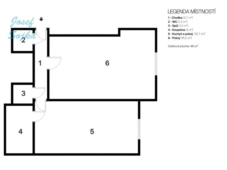 Продажа квартиры 2+KK Praha, V olšinách 1125/56 č. 13