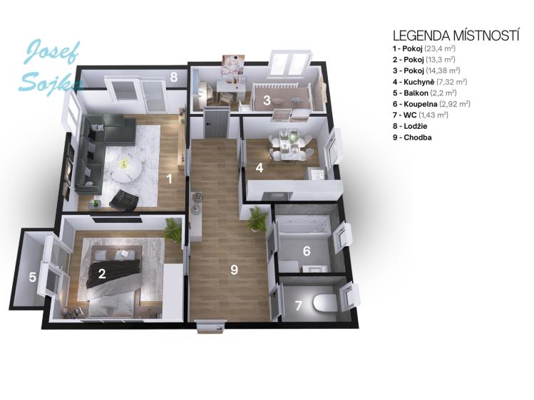 Prodej bytu 3+1 Bystřice nad Pernštejnem, Černý vršek 829 č. 27