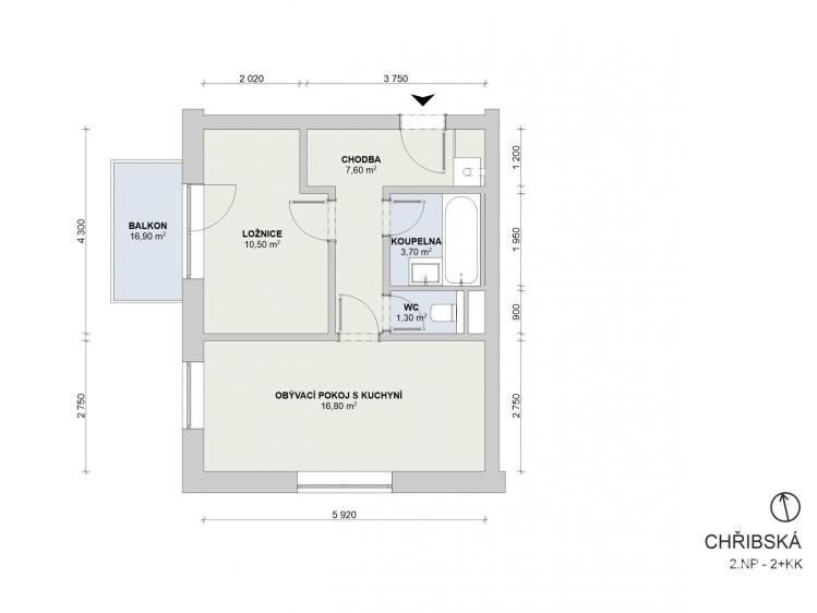 Sale apartment 2+KK Praha 8, Ďáblice, Chřibská 1297/59 č. 23