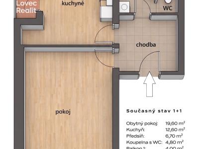 Продажа квартиры 1+1 Brno, Kladivova č. 8