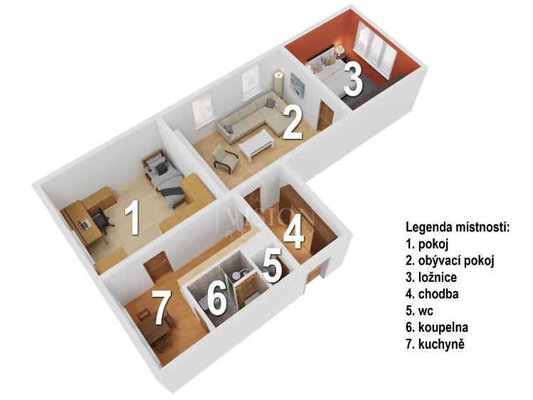 Sale apartment 3+1 Kardašova Řečice, Sídliště T. G. Masaryka č. 10