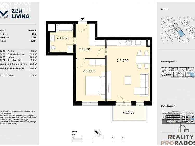 Sale apartment 2+KK Praha, Zenklova č. 9