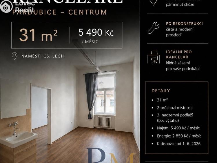 Rent office space Pardubice, náměstí Čs. legií č. 2